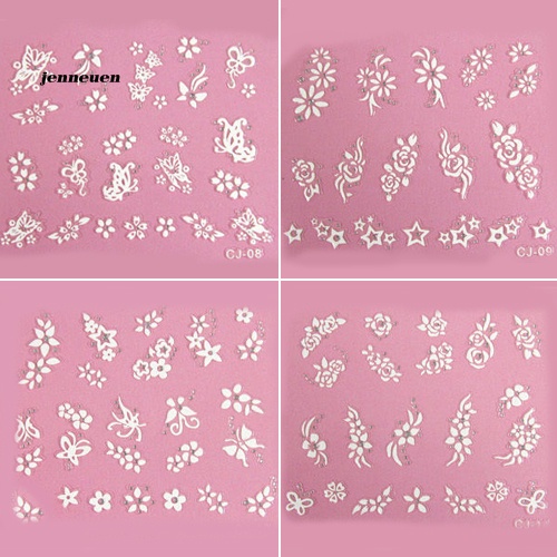 Bộ 50 Hình Dán Trang Trí Móng Tay Họa Tiết Hoa Bướm 3D Xinh Xắn