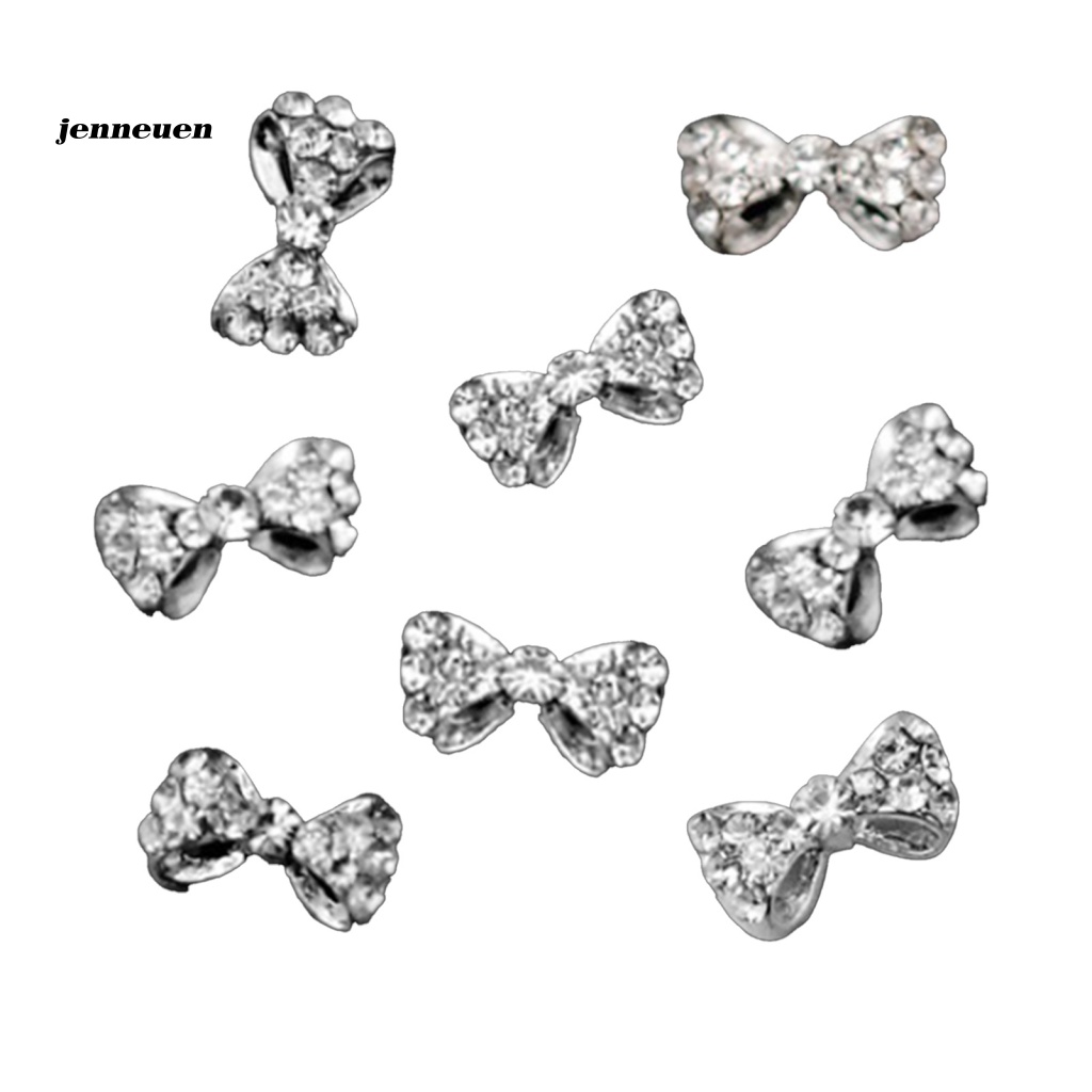 Set 10 Miếng Dán Trang Trí Móng Tay Hình Nơ Bằng Hợp Kim Nhiều Màu Sắc