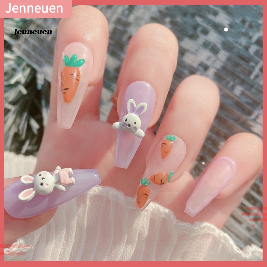 Set 10 Phụ Kiện Trang Trí Móng Tay Hình Thỏ Dễ Thương Siêu Nhẹ