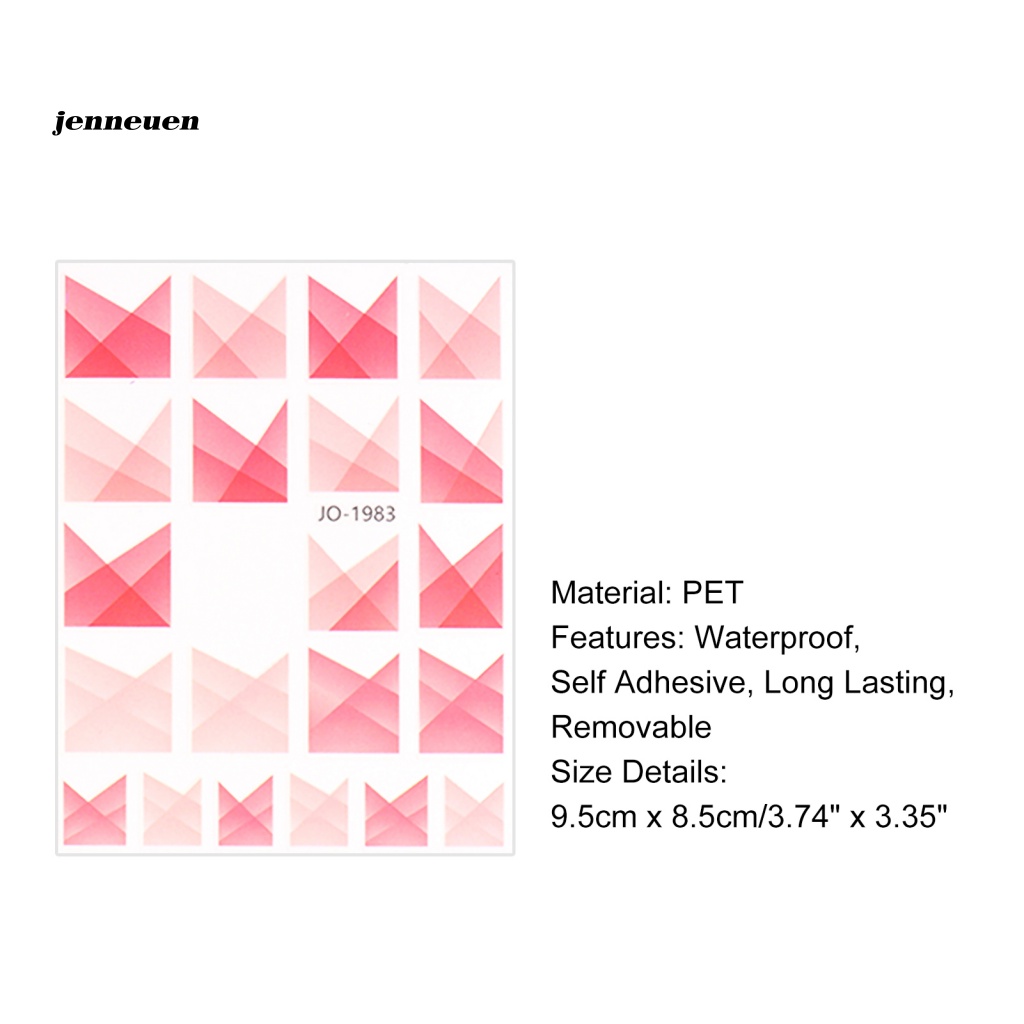 Nhãn Dán Móng Tay Nhiều Màu Sắc Họa Tiết Hình Học Siêu Mỏng