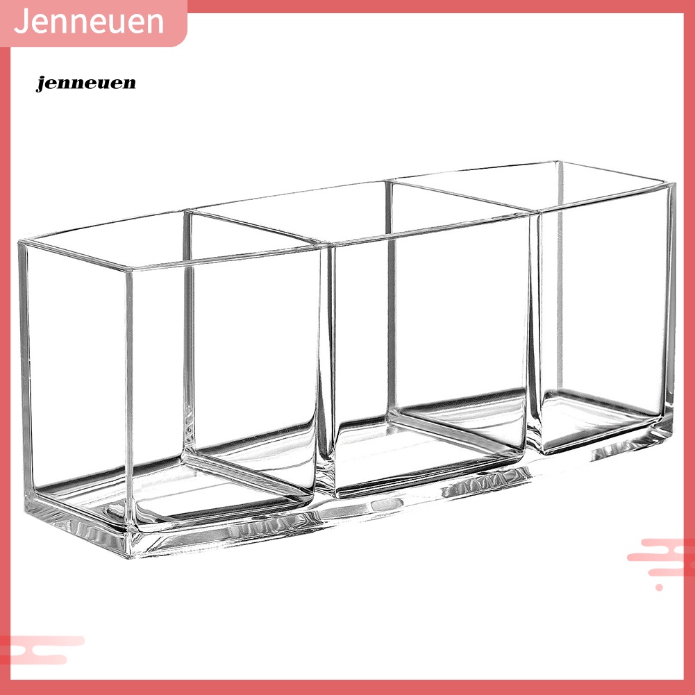 Giá Đỡ Cọ Trang Điểm 3 Ngăn Bằng Acrylic Trong Suốt Tiện Dụng