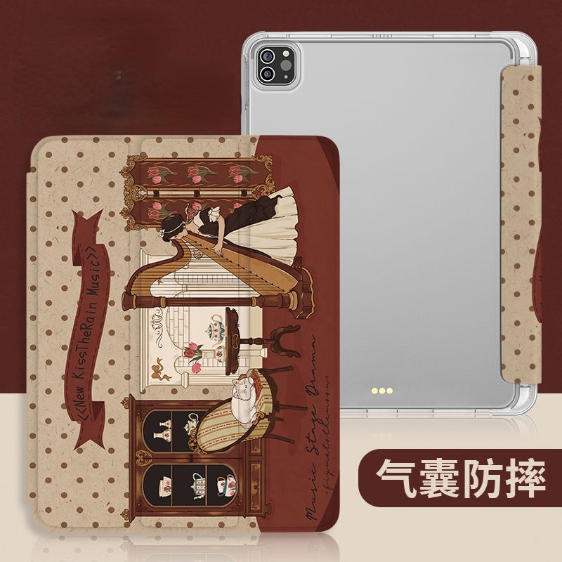 Ốp Máy Tính Bảng Gập Ba Có Khe Đựng Bút Cho iPad Air 4 10.9Gen10 2022 Pro 2021 Pro11 Air5 / 4 / 3 Gen9 / 8 / 7 10.2 Mini 45