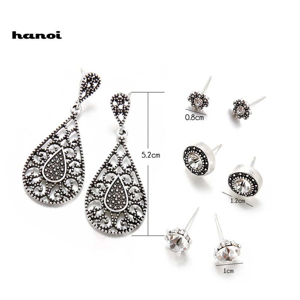 Set Bông Tai Đính Đá Hình Giọt Nước Thời Trang Boho
