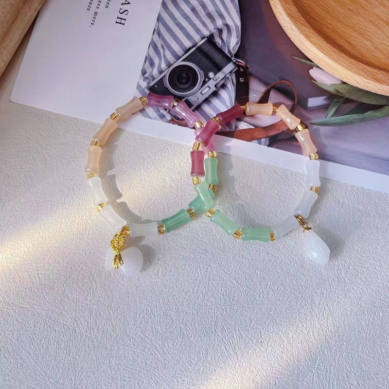 Vòng Tay Hạt Gỗ Tre Nhiều Màu Phong Cách Trung Hoa Mới