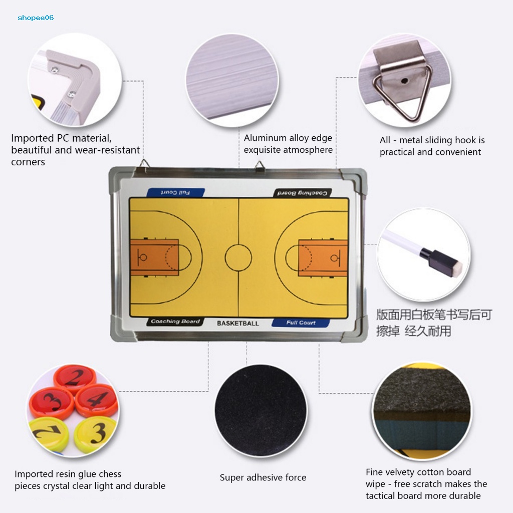 1 Bộ Bảng Kẹp Nam Châm Tập Luyện Bóng Rổ Bằng Hợp Kim Nhôm Chống Mòn Có Thể Xóa Được