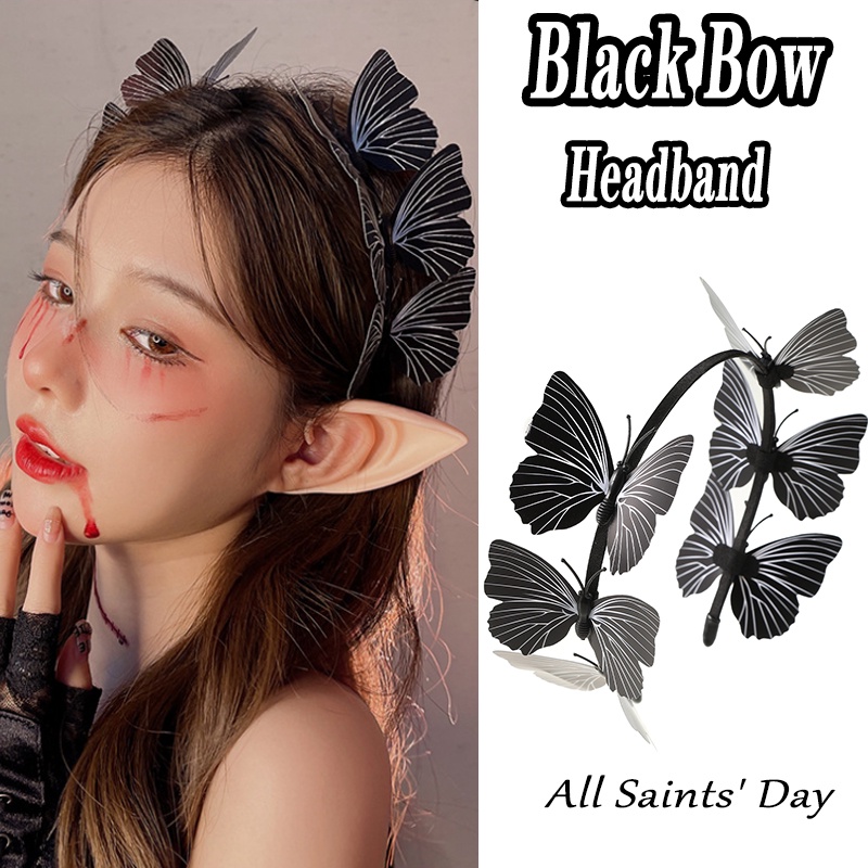 Haimeikang Băng Đô Cài Tóc Hình Bướm Ba Chiều Dễ Thương Trang Trí Halloween Cho Bé Gái
