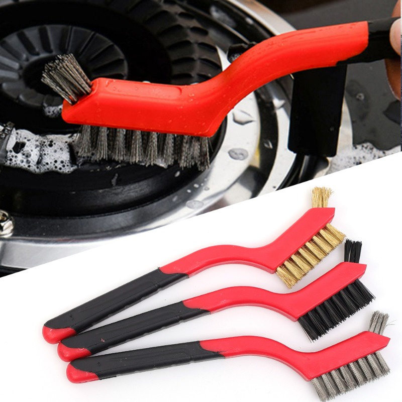 Bàn chải đánh bóng bằng sắt / dây đồng nylon rust remover / multi-purpose motorbikes xe đạp bàn chải làm sạch chi tiết nhà bếp