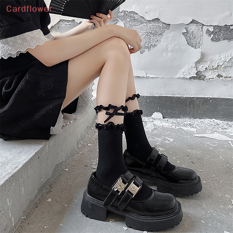 1 Đôi Tất Cotton Mỏng Phối Ren Thoáng Khí Đính Nơ Phong Cách Lolita Mới