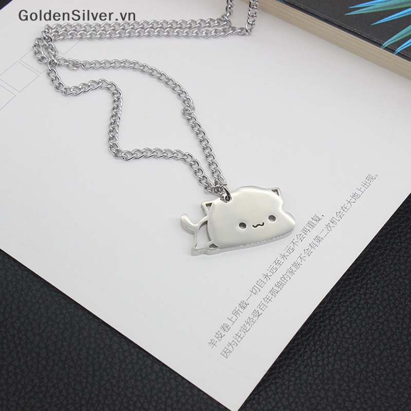 Vòng cổ Mặt Hình Mèo Bằng Thép Không Gỉ Màu Vàng Bạc Cho Cặp Đôi