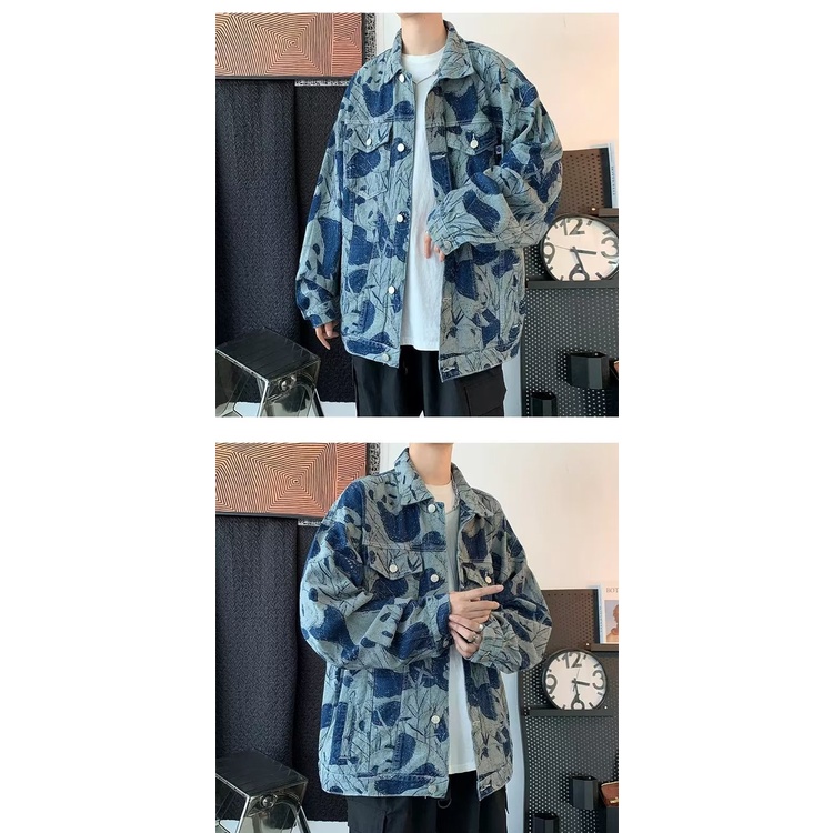 Áo Khoác denim Phối Màu Nhuộm Cá Tính Thời Trang Cho Nam