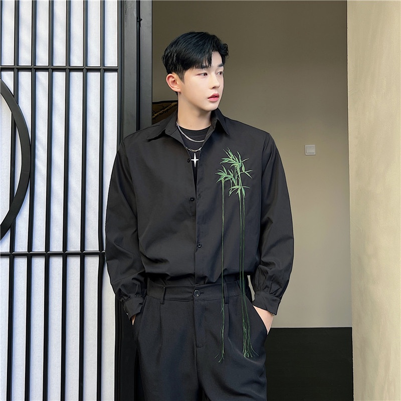 Áo Sơ Mi Tay Dài Thêu Họa Tiết Phong Cách Trung Hoa Thời Trang Xuân Thu Cho Nam