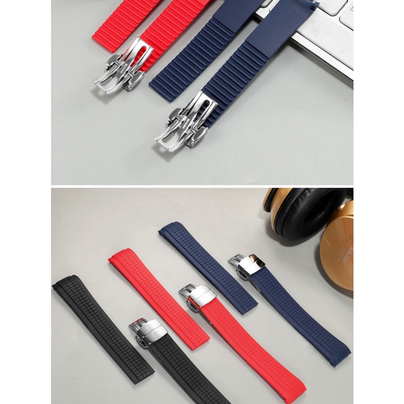 Dây Đeo Đồng Hồ Bằng Silicone Mềm Dày 21mm Khóa Bướm Cho PP 5164A 5167A 5168A