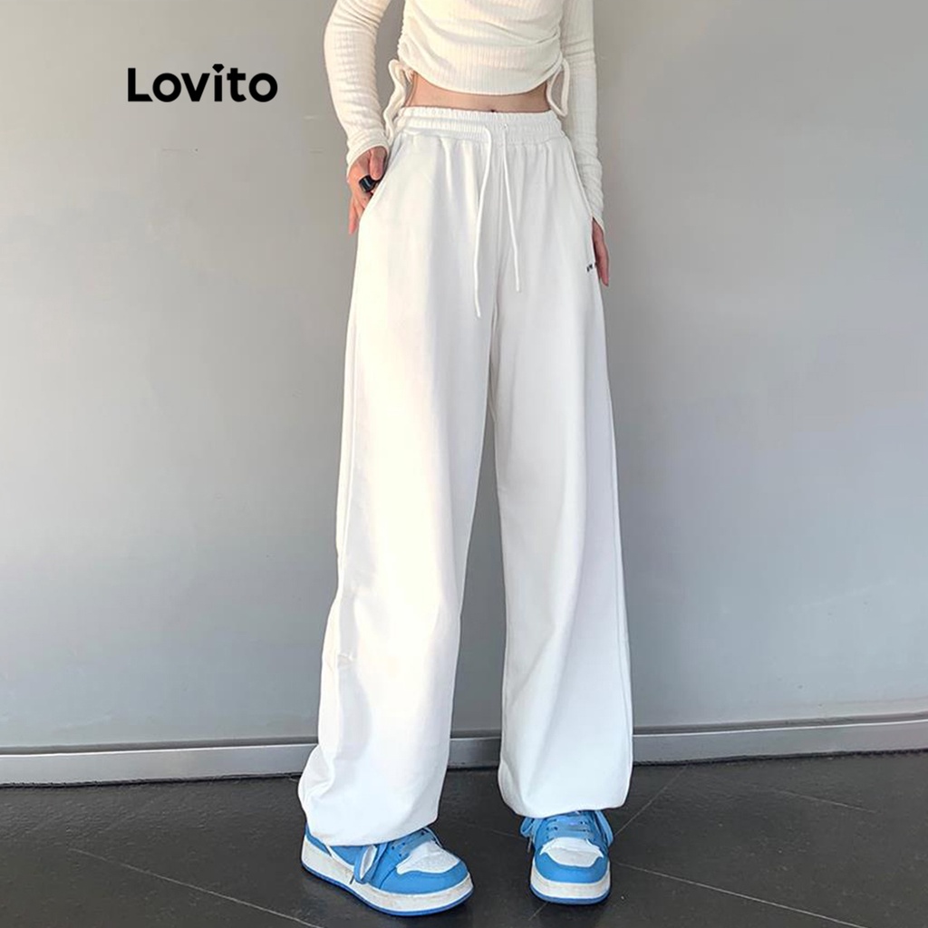 Quần LOVITO dây rút có túi màu trơn thường ngày dành cho nữ LNA02119