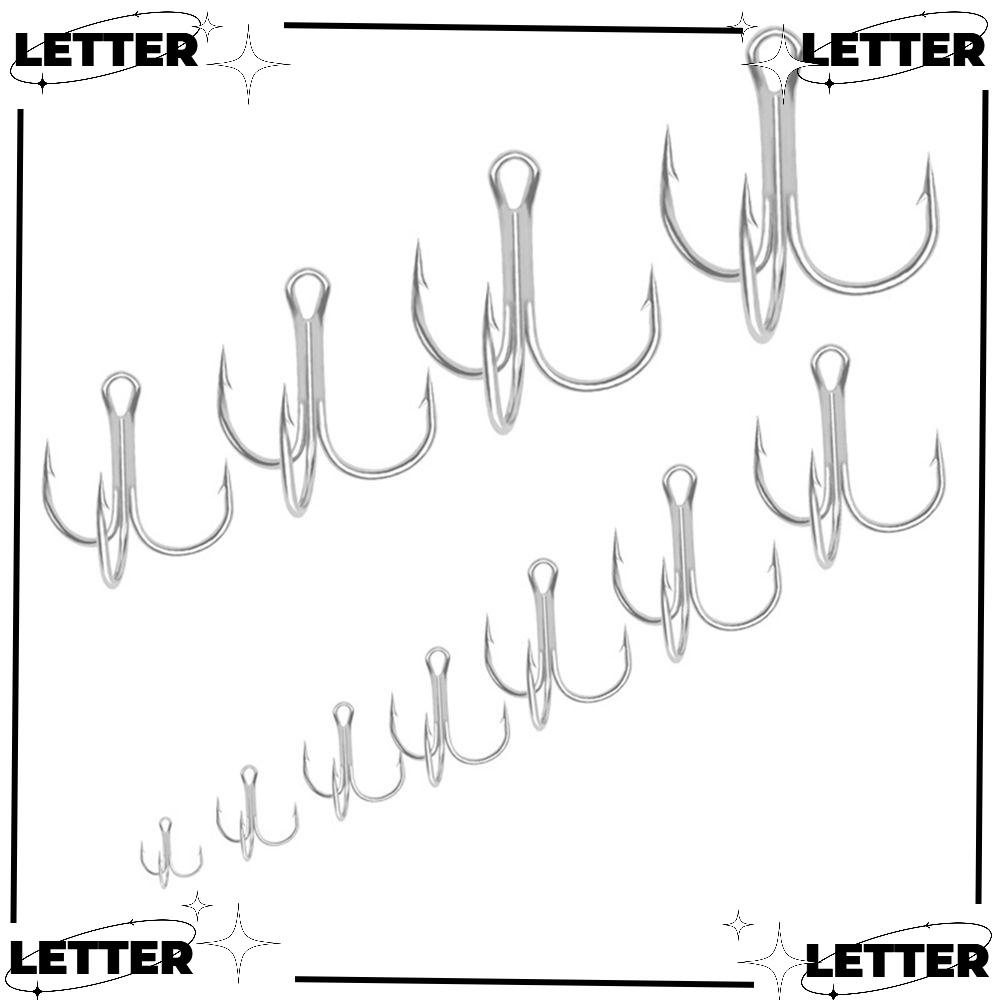 10PCS/Set Sports High Carbon Steel Ahite Nickel Fishing Tackle Fishhooks Barbed Hooks Lure Durable Sharpened Treble Jig