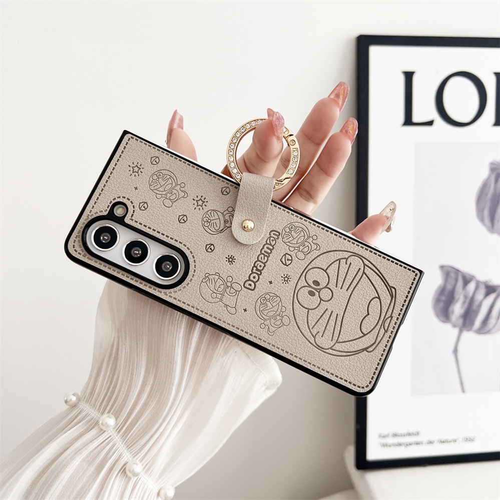 Ốp Điện Thoại Da PU Chống Sốc Có Vòng Đỡ Hình Mèo Cho Samsung Galaxy Z Fold 5 4 3 Z Fold5 Z Fold4 5G