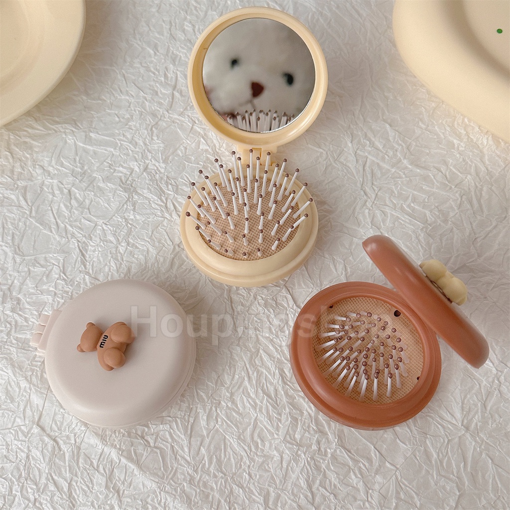 Lược Chải Tóc Mini Kèm Gương Dạng Gập Hình Hoạt Hình Dễ Thương Có Thể Gập Lại Cho Học Sinh Nữ