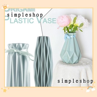 Bình hoa nhựa giả gốm kiểu origami nhiều màu tùy chọn phong cách Bắc Âu trang trí nhà cửa SIMPLE