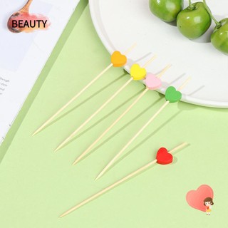 Set 100 xiên gỗ dùng làm tăm xỉa răng/ nĩa ghim trái cây/ đồ ăn nhẹ/ bánh ngọt có nhãn dán sáng tạo dùng trang trí
