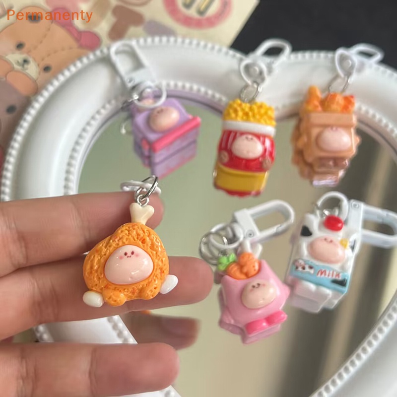 Móc Khóa Resin Hình Thức Ăn Hoạt Hình Dễ Thương