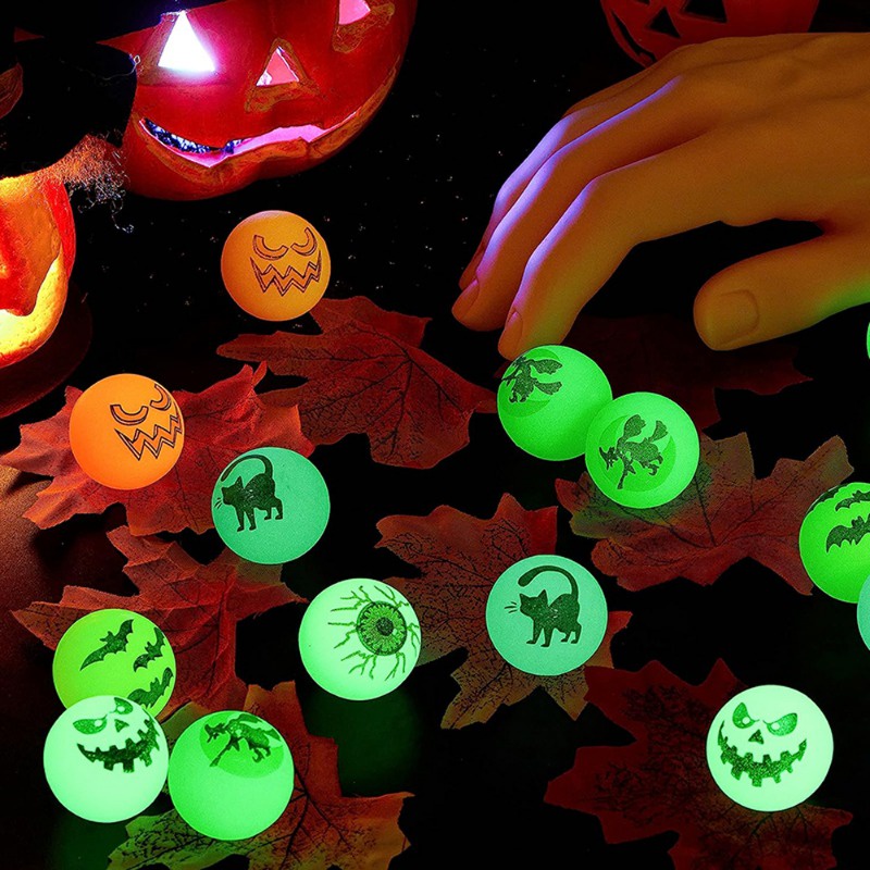 Bóng Nảy Phát Sáng 32mm Họa Tiết Mèo Ma / Dơi Đáng Sợ Trang Trí Halloween