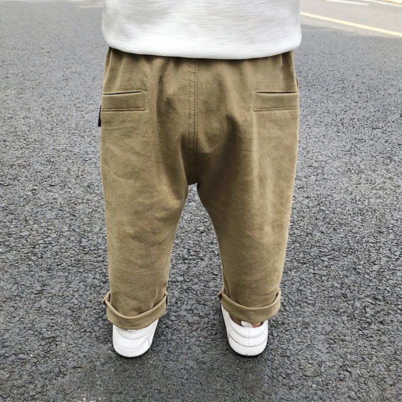 Quần Dài Vải Cotton Thời Trang Xuân Thu Phong Cách Hàn Quốc Cho Bé Trai