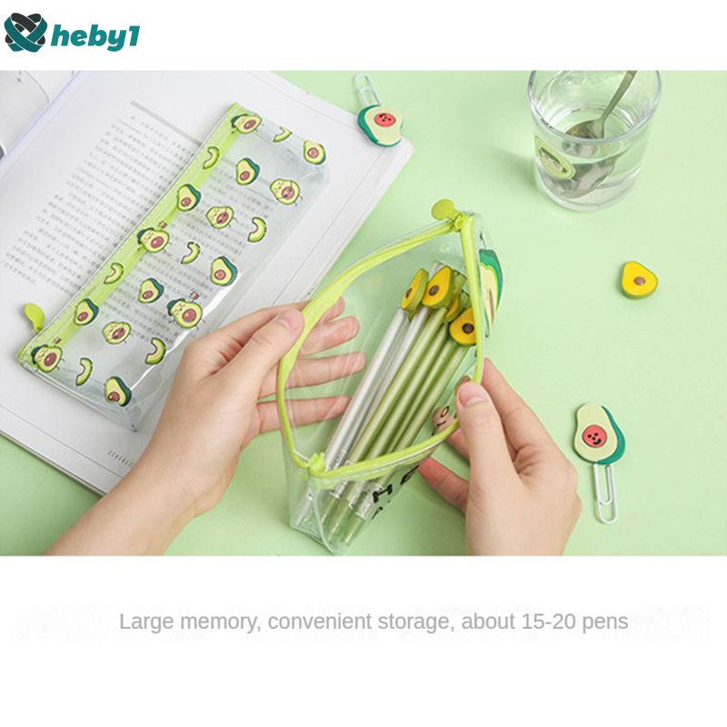 Hộp đựng bút hình quả bơ dễ thương Túi đựng cát lún trong suốt Hoạt hình Túi đựng bút chì trong suốt Hyuna Ins Style Túi đựng mỹ phẩm dành cho học sinh heby1