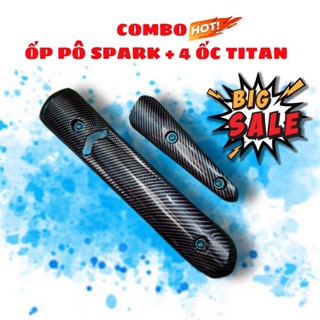 Ốp pô spark cacbon kèm 4 ốc titan gắn Sirius 110cc 2017-2024