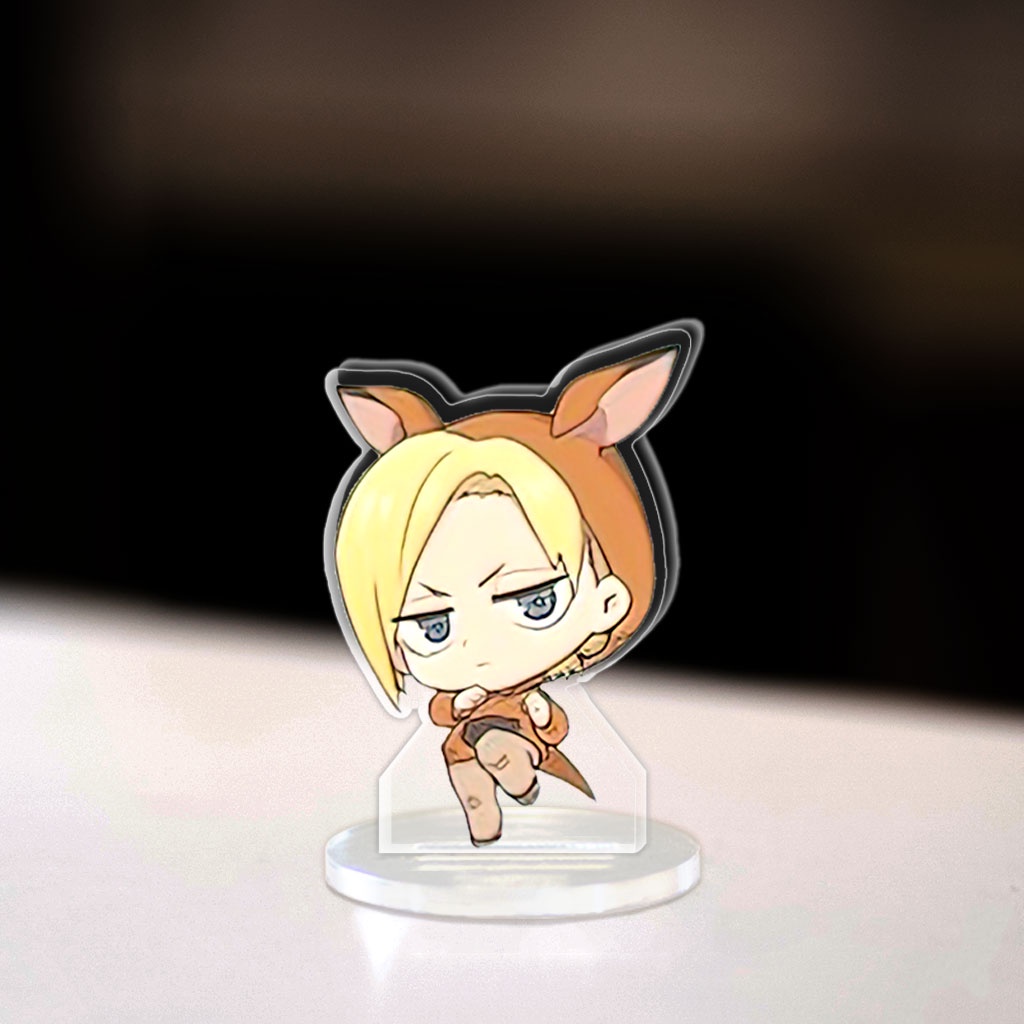 Mô hình Mini Attack On Titan Eren Yeager Mikasa Armin Levi Standee Chibi trang trí góc học tập cao 3cm