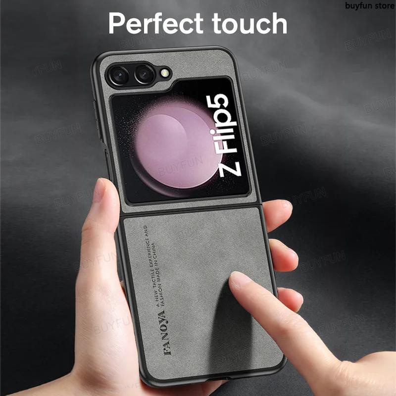 Luxury Case For Samsung Galaxy Z Flip5 5G flip 5 Shockproof PU Leather Phone Cover Bumper