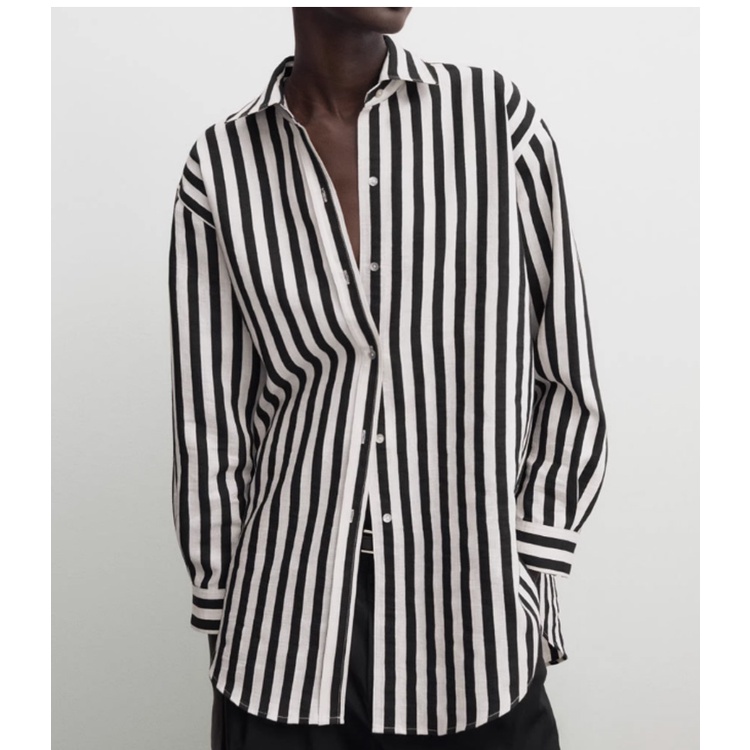 Áo Sơ Mi Dài Tay Dáng Rộng Hoa Văn Kẻ Sọc Thời Trang Zara5107704