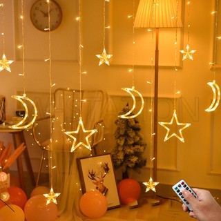 Dây Đèn Led Trang Trí rèm cửa sổ Có Điều Khiển Từ Xa