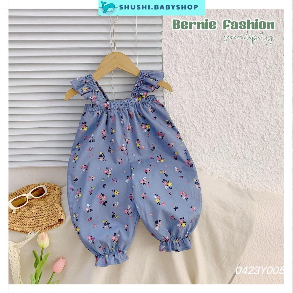 Jumsuit cho bé gái đi biển hoa nhí xanh cánh tiên 1 tuổi đến 7 tuổi Shushibaby