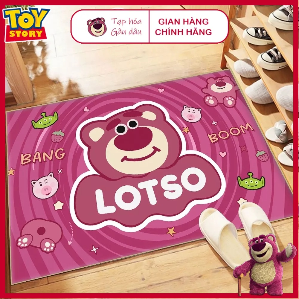 Thảm Lau Chân, Thảm Chùi Chân Bali Gấu Dâu Cute Dễ Thương Đế Cao Su Cao Cấp Chống Trơn Trượt - 40cm x 60cm