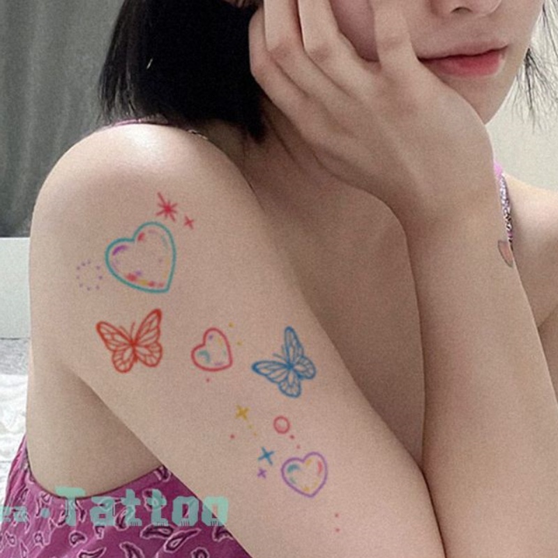 Hình Xăm Dán Tạm Thời Họa Tiết Bướm Nhiều Màu Sắc Chống Nước Lâu Trôi 7 Ngày Cho Nữ