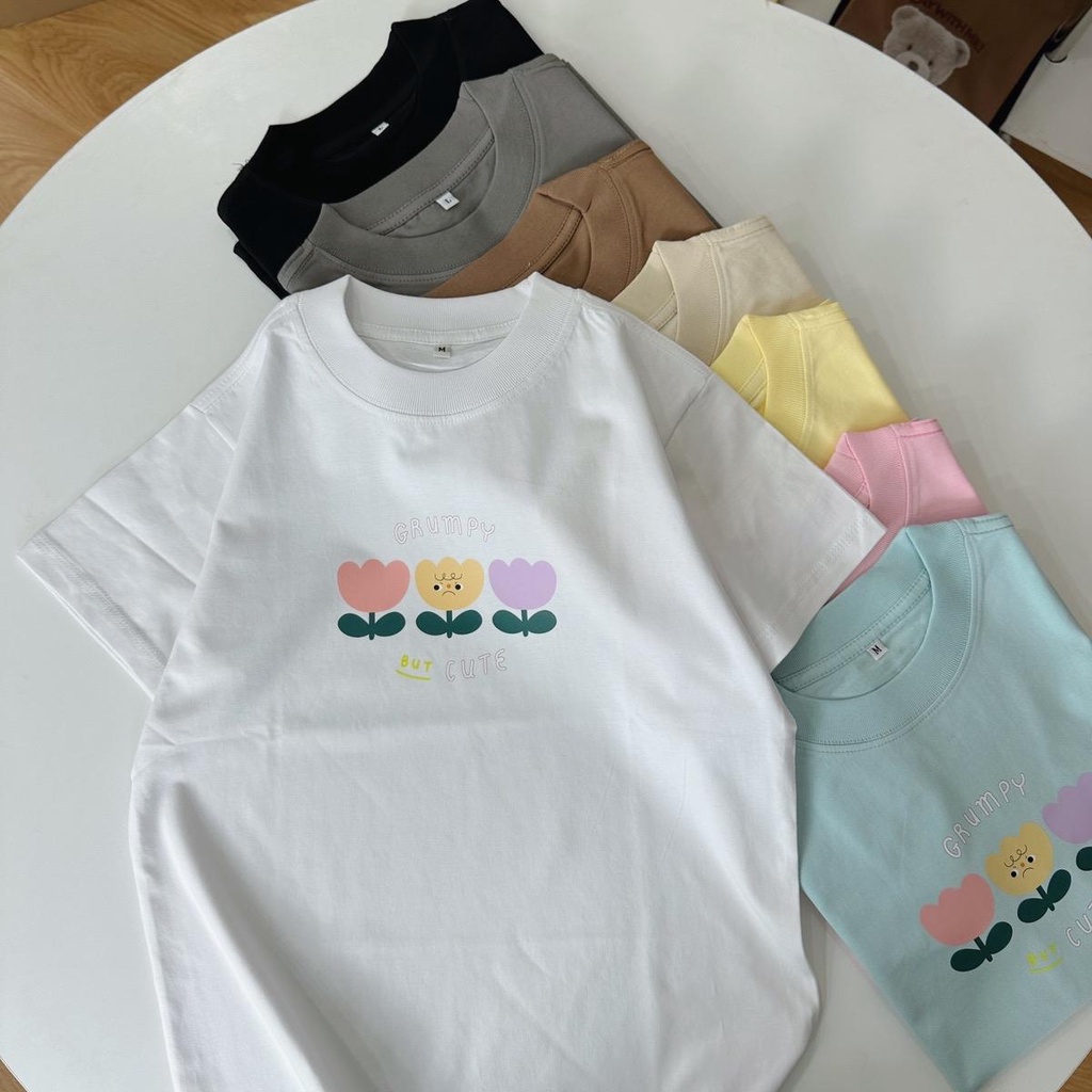 Áo baby tee ba hông hoa Grumpy dễ thương áo thun form nhỏ chất cotton