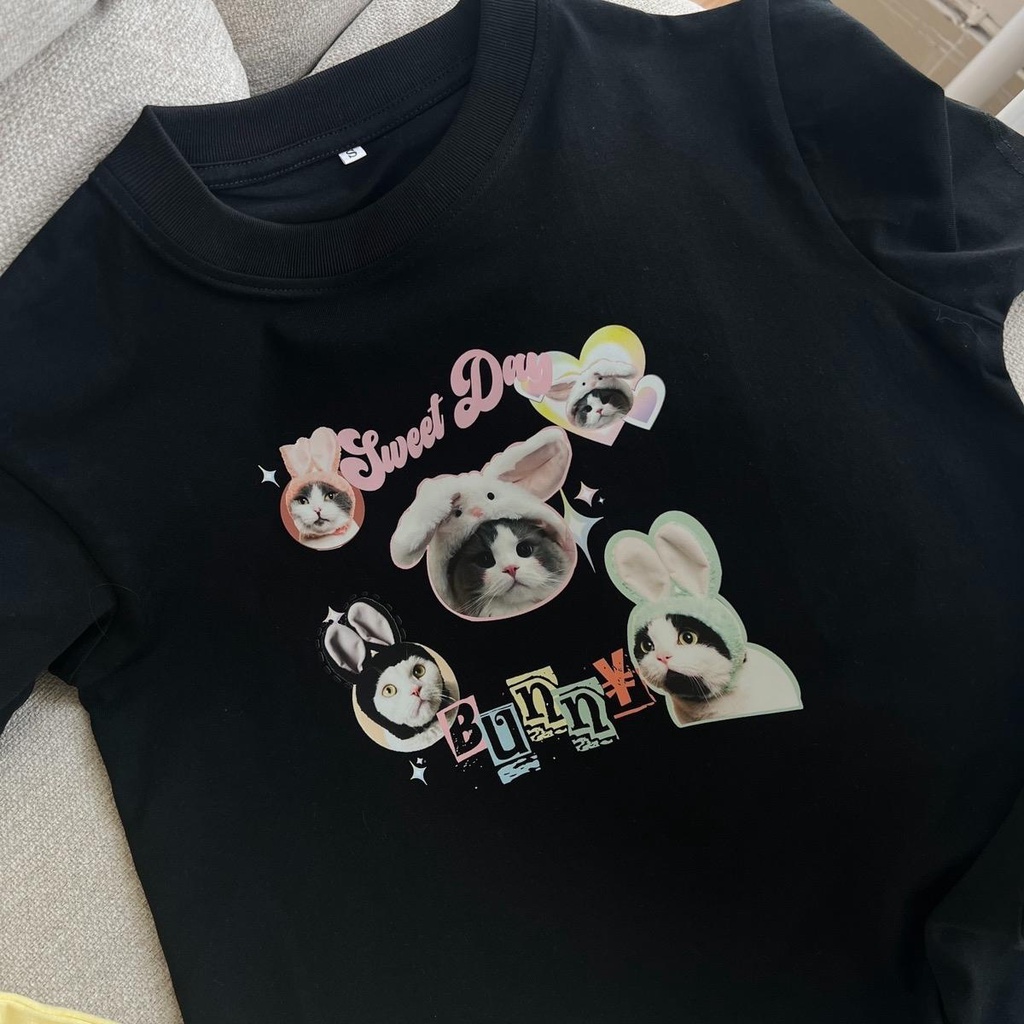 Áo baby tee mèo Sweet day chất cotton 100%