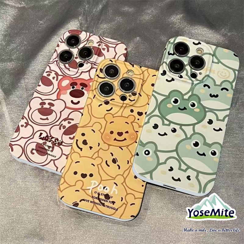 ốp cứng chống sốc Ốp cứng Gấu dâu tây Ốp Điện Thoại TPU Cho iPhone 14 XR 13 11 12 Pro Max 8 7 6 6S Plus X Xs Max Se 2020 13 12 11