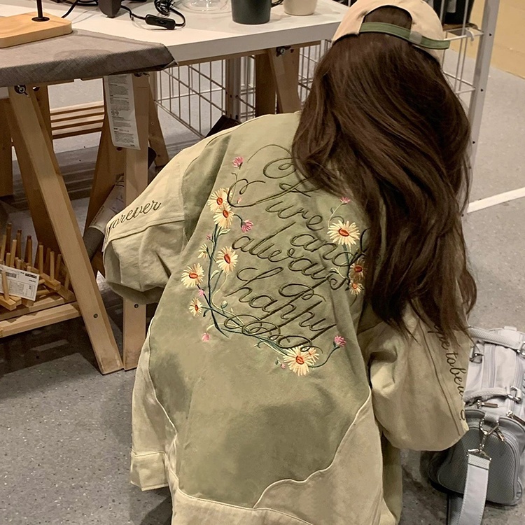 IELGY Áo Khoác Dáng Rộng Phong Cách Harajuku Retro Mùa Thu Cho Nữ