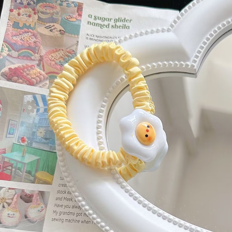 Dây Cột Tóc Đuôi Ngựa Đôi Tròn Màu Vàng Phô Mai Dễ Thương Phong Cách Hàn Quốc Cho Học Sinh