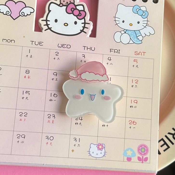 Sanrio Kẹp Tóc Nhựa acrylic Hình Hello Kitty / Trái Tim Dễ Thương Cho Nữ Thời Trang