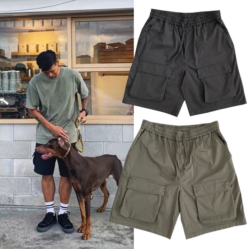 Quần Short Dụng Cụ Chức Năng Rộng Rãi Giản Dị Nhật Bản Quần Năm Tấc Nhiều Túi Ba Chiều