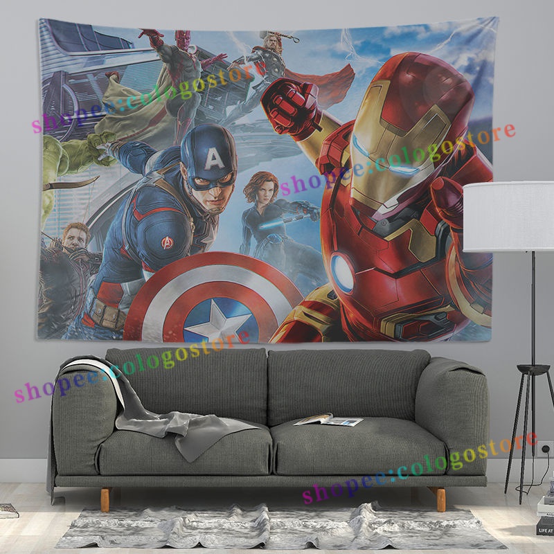 Thảm Treo Tường 100 * 70cm 35 Kiểu Marvel Avengers Iron Man Trang Trí Nhà Cửa Phòng Ngủ Trẻ Em