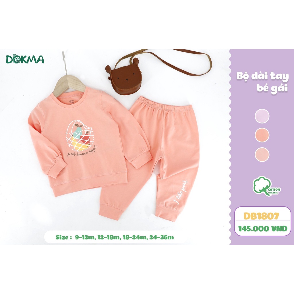 Bộ Dài Tay Cotton DOKMA Hình In Đáng Yêu Cho Bé Mã DB1807