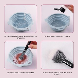 Multi-function silicone makeup brush cleaning bowl / powder puff beauty scrubber pad / foldable eyeshadow brushes wash mat