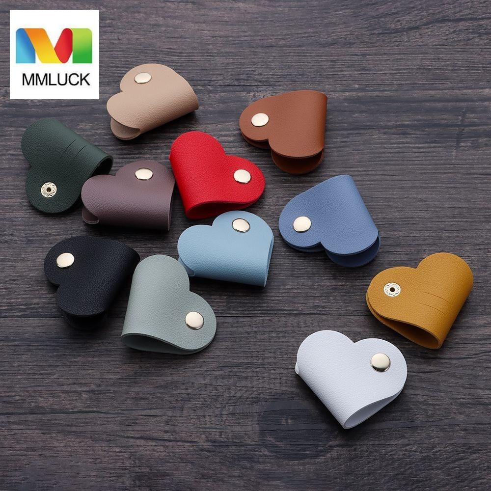 Kẹp da MMULCK họa tiết trái tim dễ thương bảo vệ dây cáp chống rối bền bỉ tiện lợi
