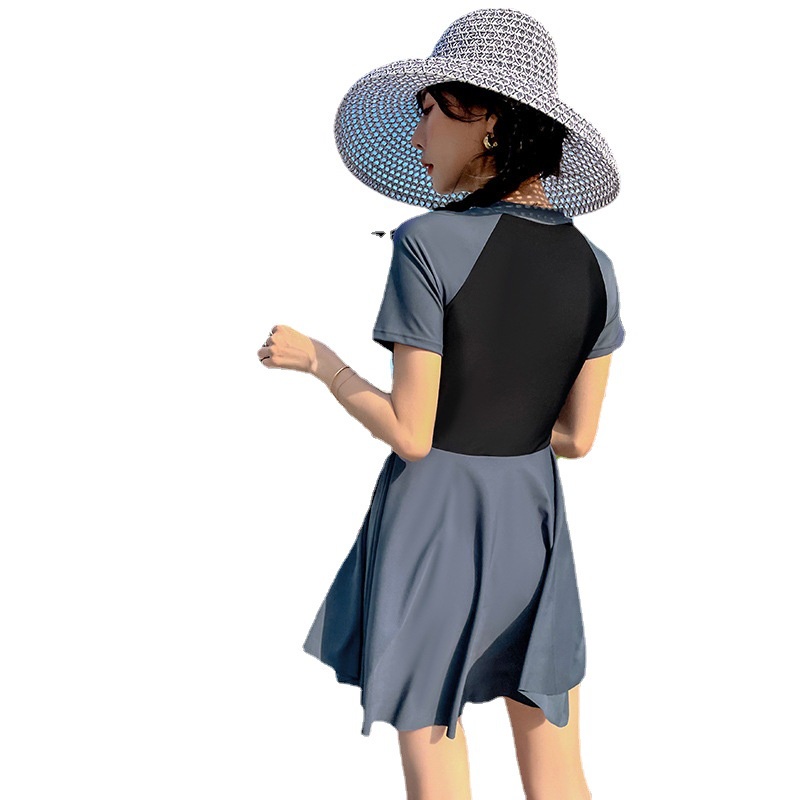 Đồ bơi nữ kín đáo tay ngắn CÓ MÚT CÓ SIZE-Bikini đi biển 2 mảnh có tay váy xoè- đồ bơi học sinh nữ  AA7601