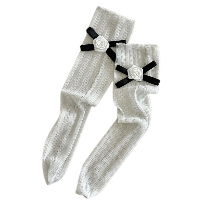 Đôi Vớ Co Giãn Phối Ren Đính Nơ Đáng Yêu Cho Nữ