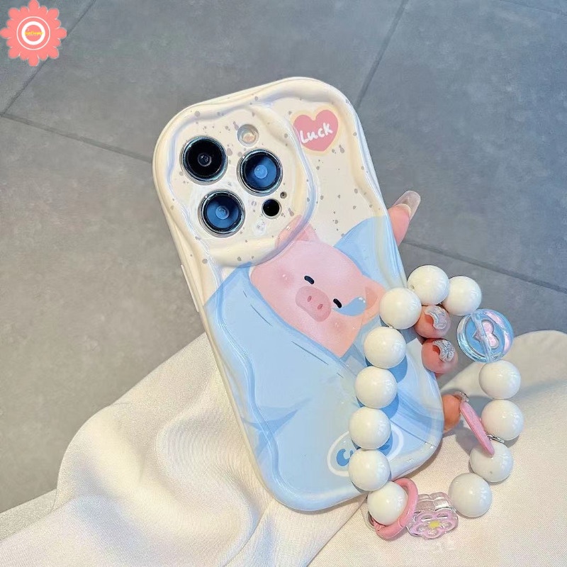 Ốp lưng cho oppo a15 a17 a16 a57 a95 a55 a17k a54 a7 a3s a31 a76 a52 a53 a12 a77 a16e a16k a96 a16s a1k a5 a74 a5s a77s a9 phim hoạt hình dễ thương vui nhộn vòng đeo tay heo ngủ bìa mềm