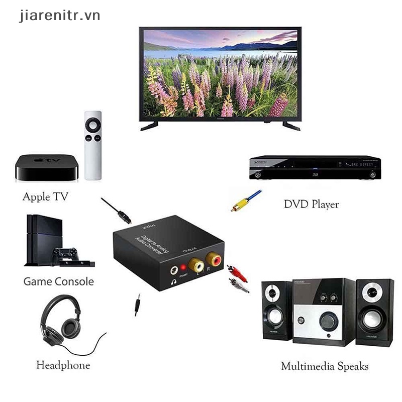 Ji optical coax toslink digital to ana converter rca l / r stereo audio adapter vn