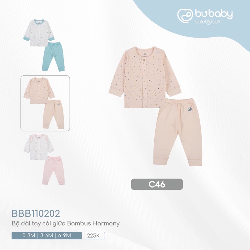 Bộ sơ sinh cài giữa Bu Baby cho bé trai bé gái